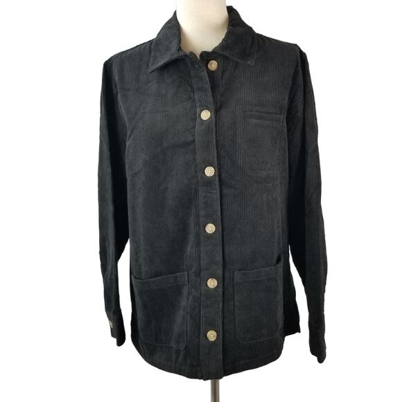 Blair Black Corduroy Vintage Button Front Shirt Shacket Jacket Top NEW Medium - Picture 1 of 3